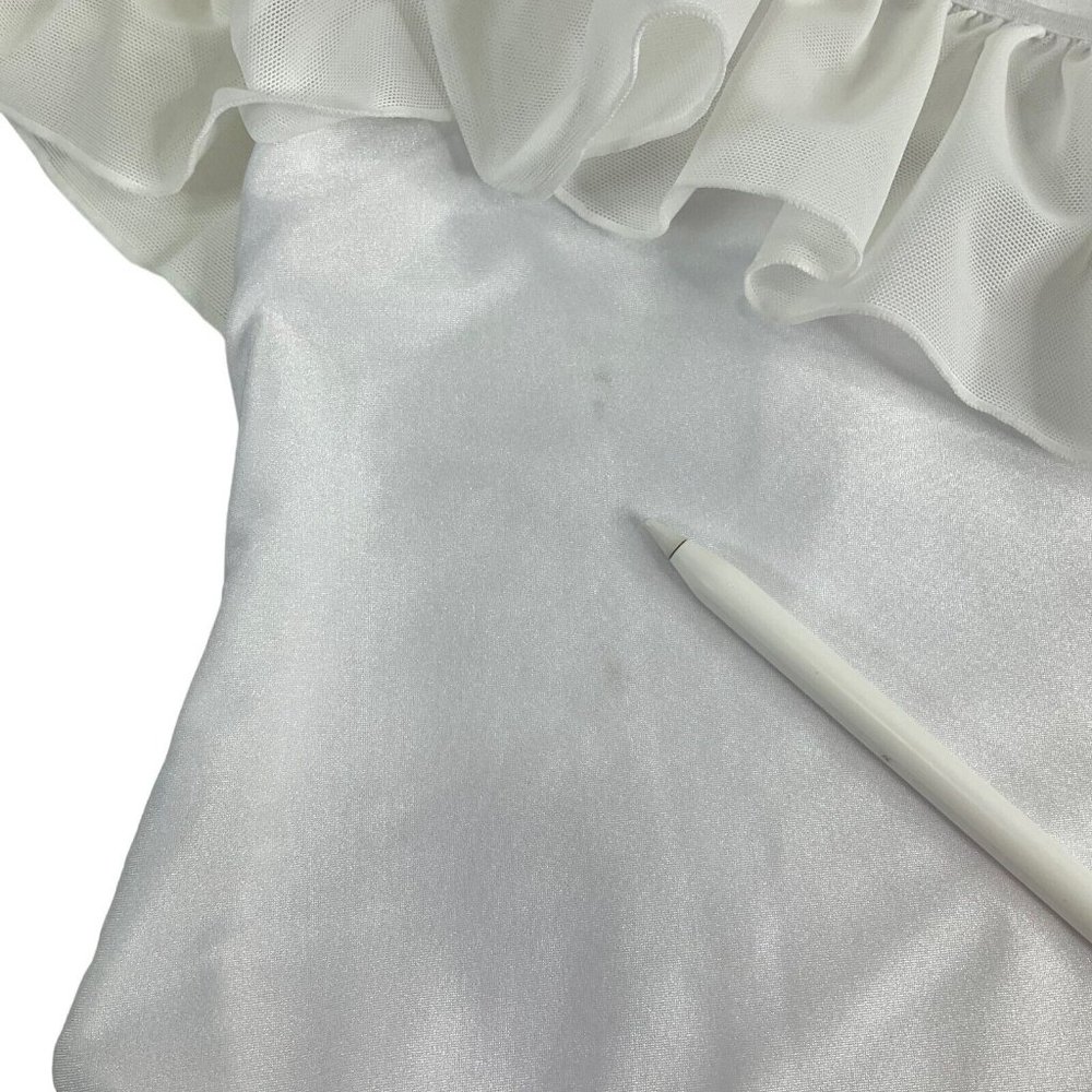 Tularosa Swimsuit Women's Sz XXS White Kimber One Piece Shoulder Ruffle $148 Nwt - Picture 7 of 16